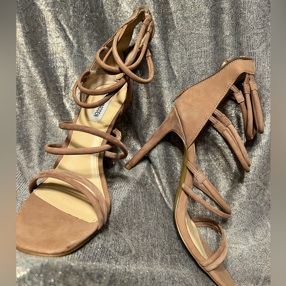 Steve Madden Taupe Strappy Leather Heels